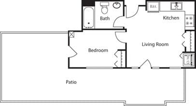 1 Bed 1 bath floor plan