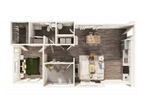 1 Bed, 1 Bath with Attached Garage 2059 floor plan