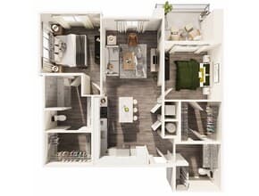 2 Bed, 2 Bath 2048 floor plan