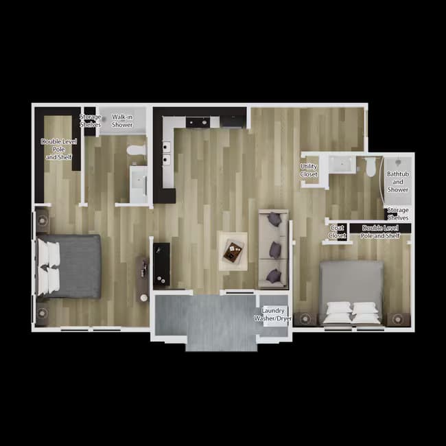 2 Bedroom 2 Bathroom 7869-206 floor plan