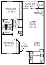 2 BR floor plan