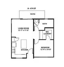 1 Bed/1 Bath 1093 floor plan