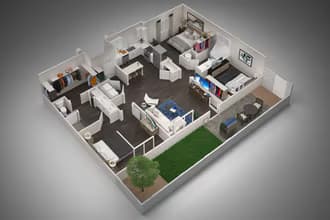 3 Bedroom, 2 Bathroom 128 floor plan