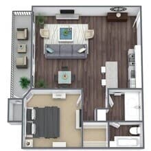 A1: 1 Bed 1 Bath 3104 floor plan