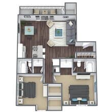 B2: 2 Bed 2 Bath 1040 floor plan