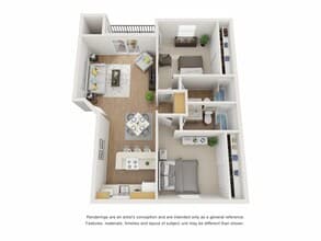 2 Bed 2 Bath 1057 floor plan