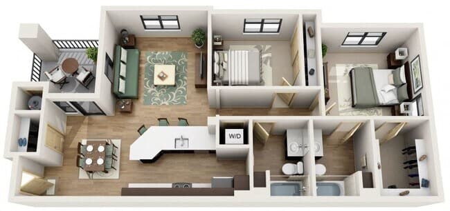 B3 - 2 Bedroom, 2 Bath 2015 floor plan