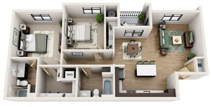 B4 - 2 Bedroom, 2 Bath 2040 floor plan
