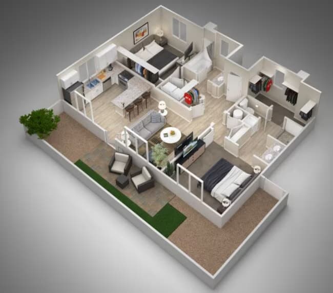 2 Bedroom 2 Bathroom 011 floor plan