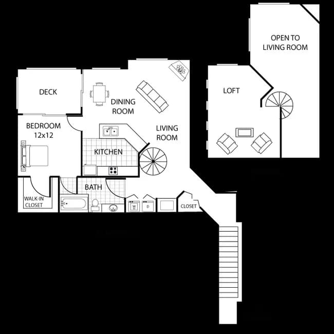 1 Bed / 1 Bath & Loft 2104 floor plan