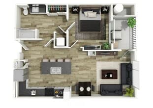 1 Bedroom, 1 Bathroom 538 floor plan