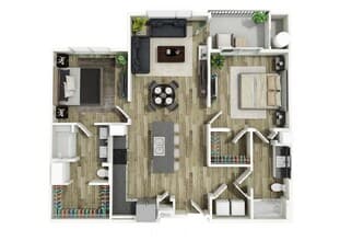 2 Bedroom, 2 Bathroom 401 floor plan
