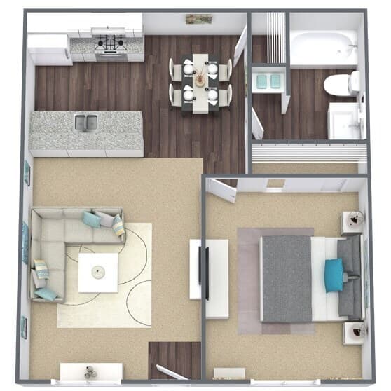 A1: 1 Bed 1 Bath 3065 floor plan