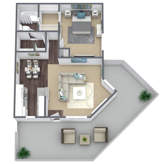 A2: 1 Bed 1 Bath 1038 floor plan