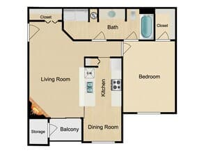 1x1 Classic 326 floor plan
