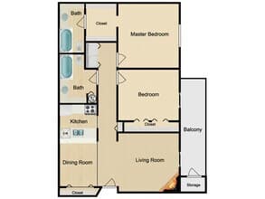 2x2 Medium Classic 114 floor plan