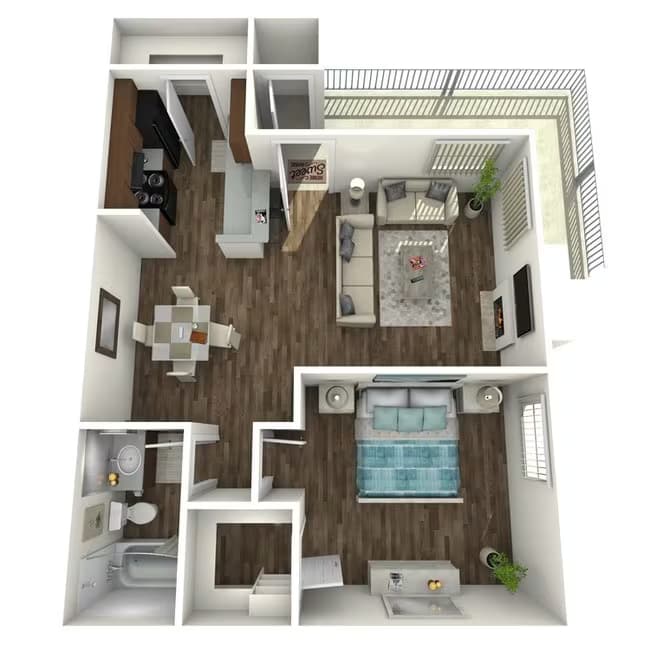 One Bedroom B 293 floor plan