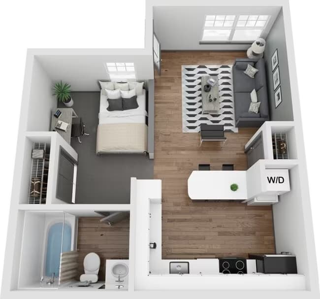 1x1 Private floor plan