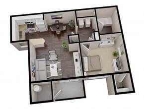 One Bed One Bath 1141 floor plan