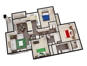 Three Bed Two Bath 2047 floor plan