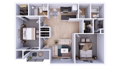 D - 920 SQ FT 2x2 109 floor plan