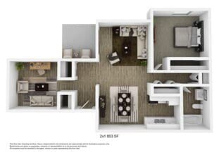 Two Bedroom One bath 3108 floor plan