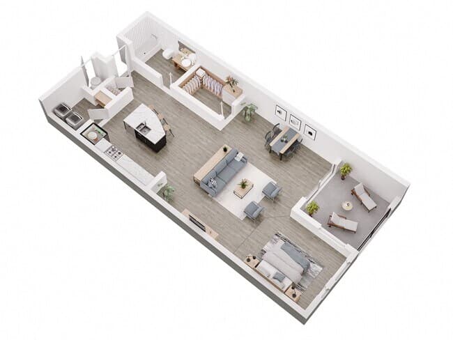 Studio with Den 223 floor plan