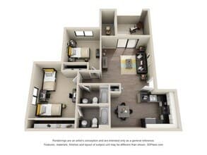 2 Bedroom 2 Bath Apartment Near ASU Tempe 3076 floor plan
