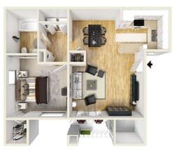 1 Bedroom 2121 floor plan