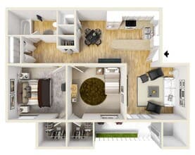 2 Bedroom 1 Bath 2096 floor plan