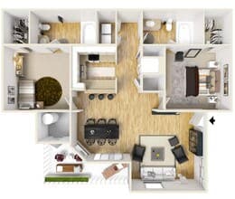 2 Bedroom 2 Bath 2118 floor plan