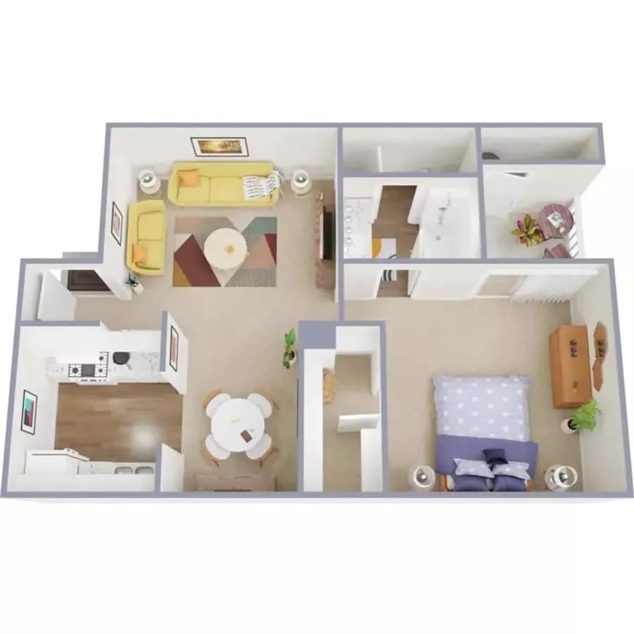 1x1 - 730sqft 126 floor plan