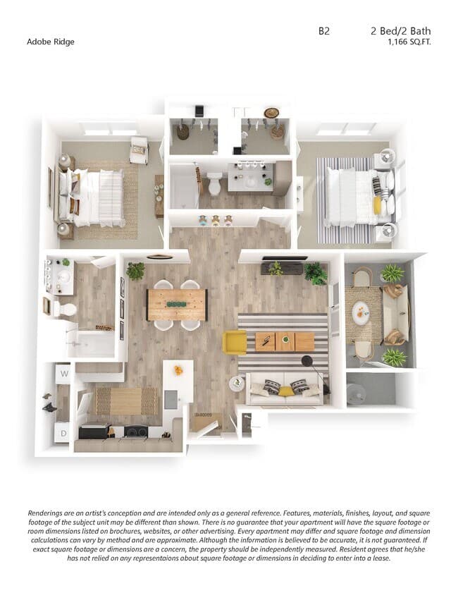 B2 2x2 10-2074 floor plan