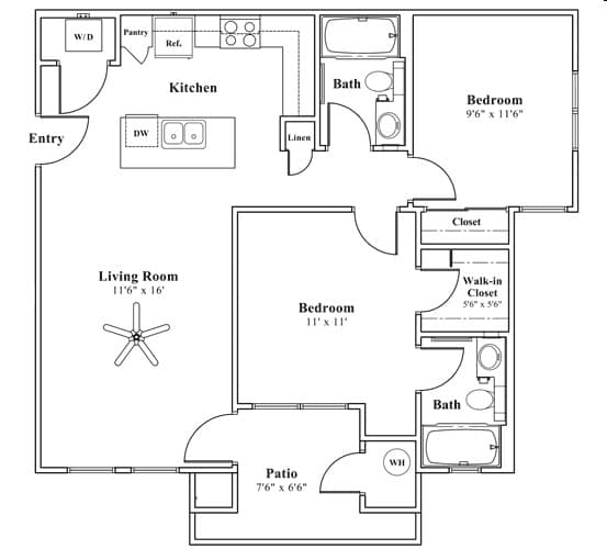 2x2 Small 1145 floor plan