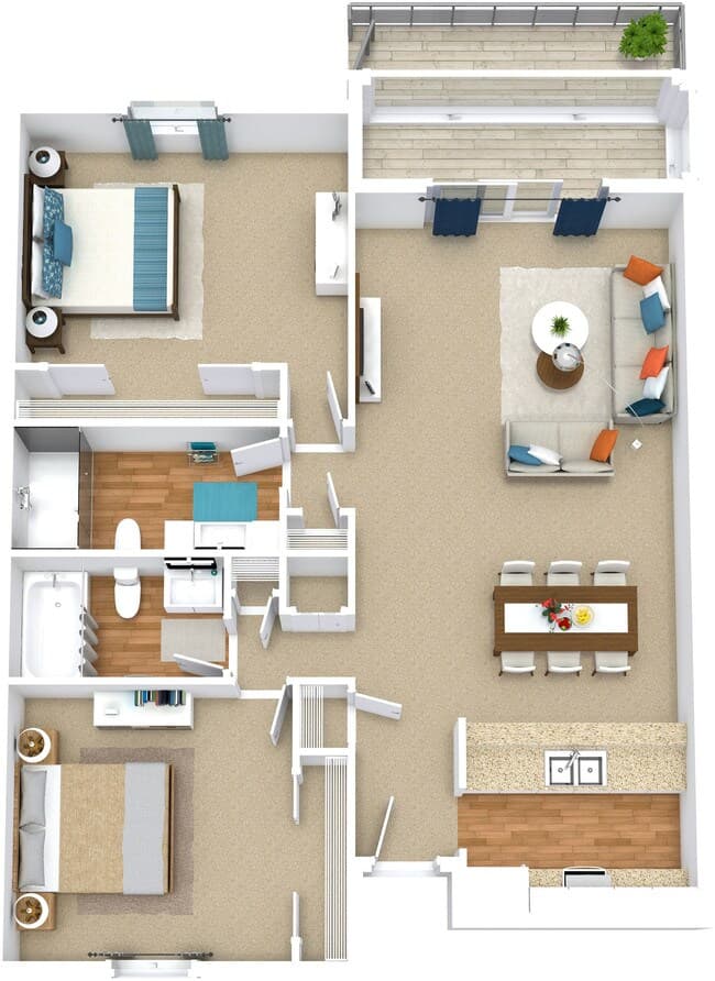 2x2 975sf Partial 1014 floor plan