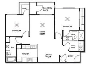 2x2 1054 floor plan
