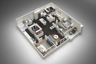 2 Bed/2 Bath 1075 floor plan