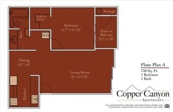 1BD/1BA F-211 floor plan