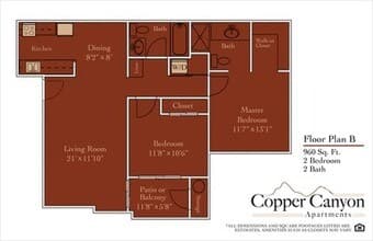 2BD/2BA A-277 floor plan