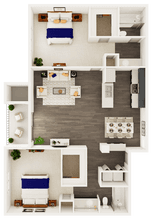 2 Bedroom 2 Bathroom C 2061 floor plan