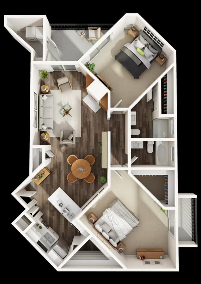 2x2 Large W/D 1009 floor plan