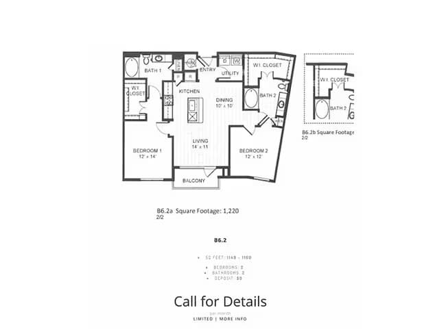 2x2 1164 A-1015 floor plan