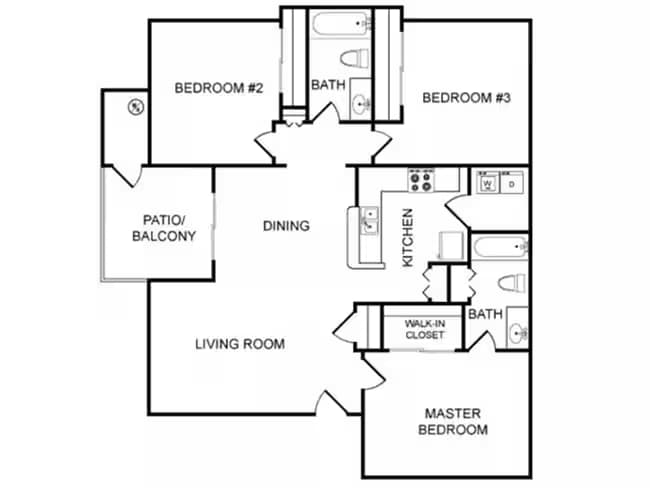 3 Bedroom 256 floor plan