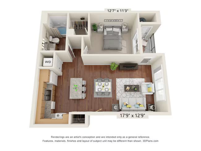 One Bedroom 1-1008 floor plan