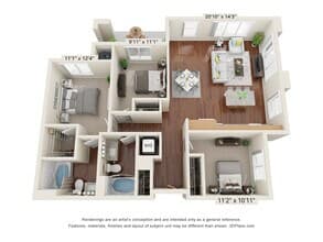 Three Bedroom 1-1001 floor plan