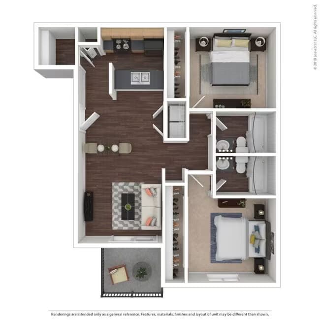 2 Bedrooms, 2 Bathrooms 244 floor plan