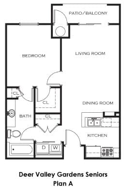 One Bedroom One Bath 262 floor plan