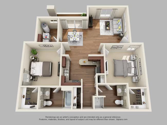 2x2 - 1065 1015 floor plan