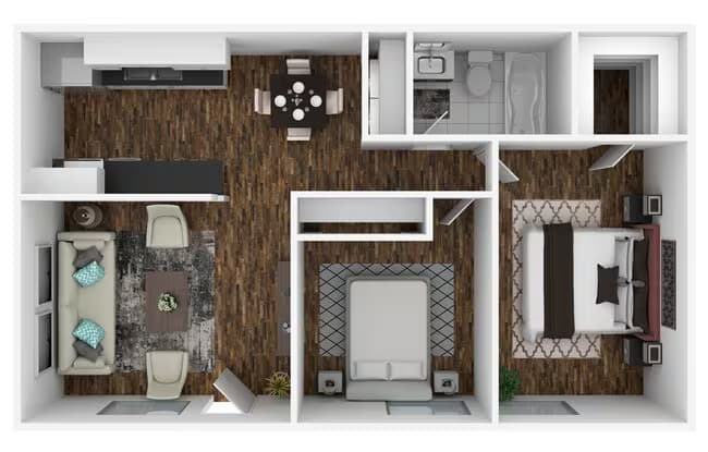 2 Bedroom x 1 Bath 37 floor plan