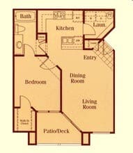 1x1 643sf Classic - A1 2037 floor plan